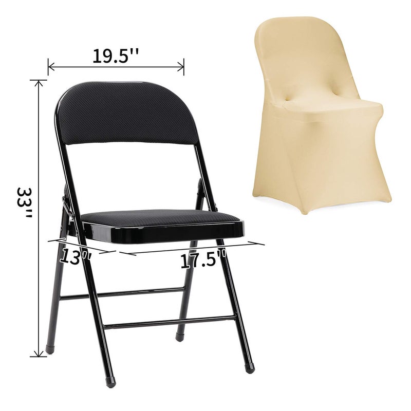 Peomeise Stretch Spandex Folding Chair Cover for Wedding Party Dining Banquet Event (Champagne,12pcs) - Image 5